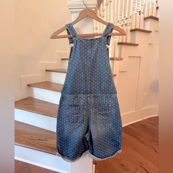 Gap overalls shorts polka dot blue white denim NWOT Big Girls Size XXL 16 18 - Picture 3 of 8